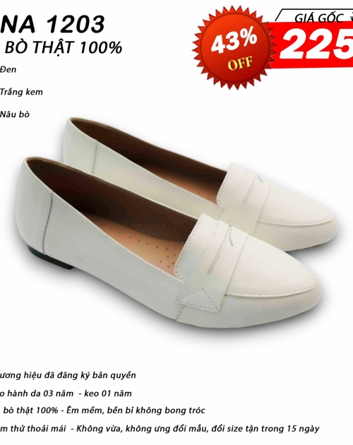 Giày đế bệt nữ da bò LUNASHOES 1203