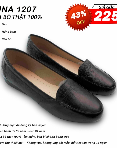 Giày đế bệt nữ da bò LUNASHOES 1207