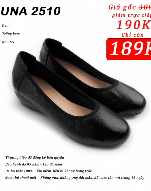 Giày đế xuồng da bò LUNASHOES 2510